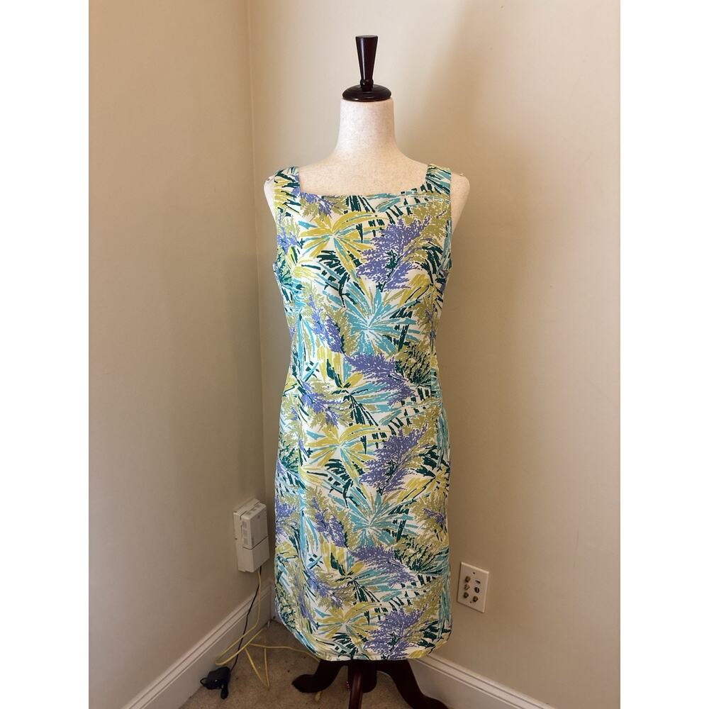 Talbots Vintage Pure Silk Shift Dress Beach Colorful Size 6